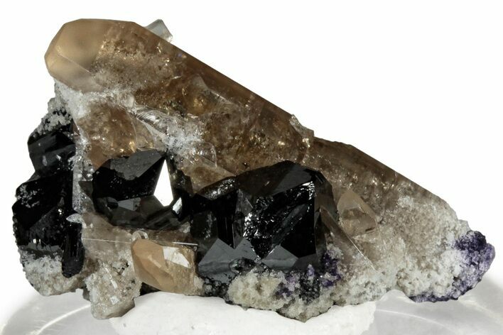 Lustrous Bixbyite Crystals on Champagne Topaz - Utah #309327